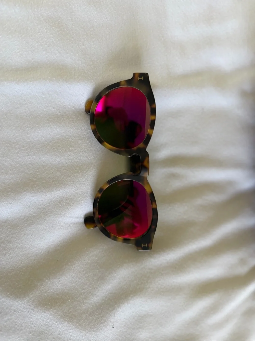 Illesteva Tortoiseshell Round Sunglasses with Pink Lenses